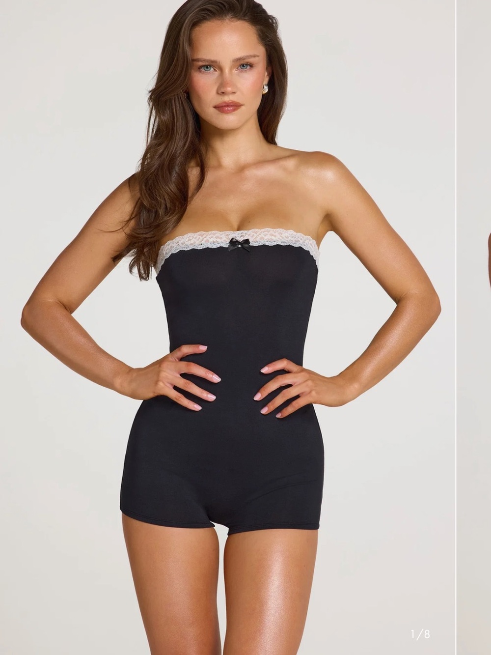 Oh Polly Black Strapless Lace-Trim Shaping Bodysuit